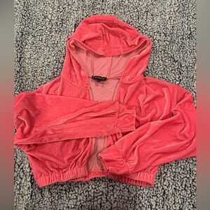 Eilly Bazar cropped pink Velour hoodie